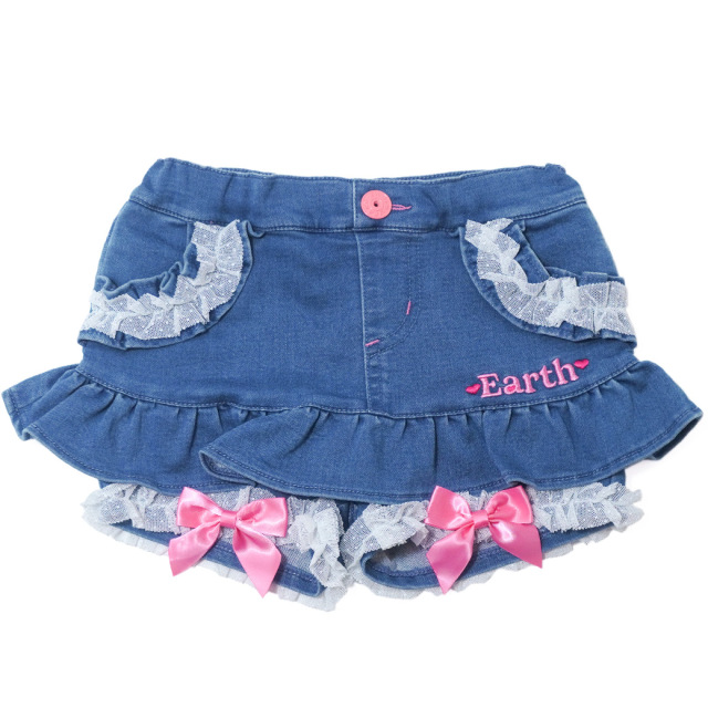 アースマジック EARTHMAGIC カラーデニムスカートonパンツ  