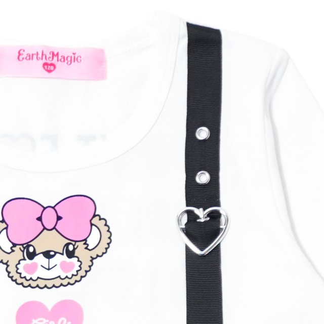 アースマジック EARTHMAGIC フェイクサスペンダー長袖Tシャツ シロ ラベンダー マフィー