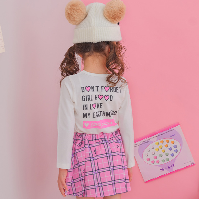 アースマジック EARTHMAGIC フェイクサスペンダー長袖Tシャツ シロ ラベンダー マフィー