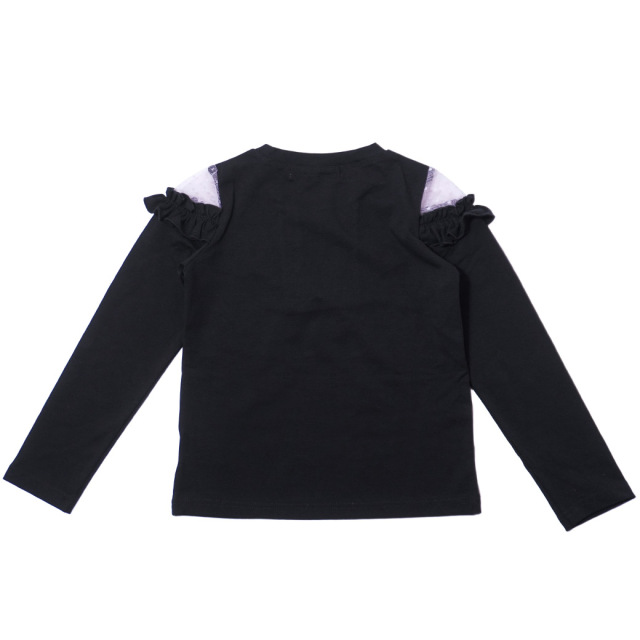 アースマジック EARTHMAGIC レースアップデザイン長袖Tシャツ クロ ペールピンク マフィー オープンショルダー 2023秋冬