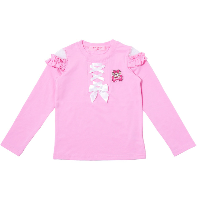 アースマジック EARTHMAGIC レースアップデザイン長袖Tシャツ クロ  