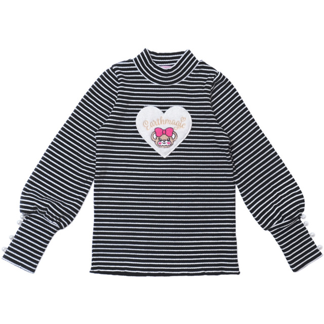 アースマジック EARTHMAGIC テレコボーダーハイネック長袖Tシャツ シロ 