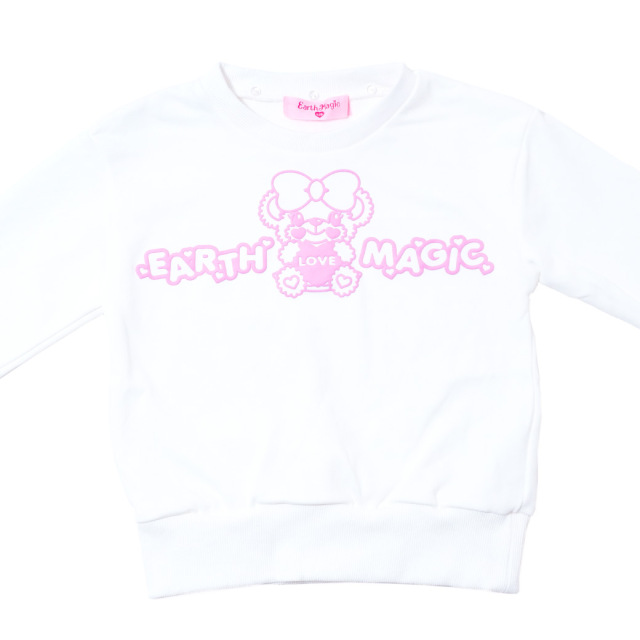 アースマジック EARTHMAGIC 襟付き発泡プリントトレーナー オフシロ