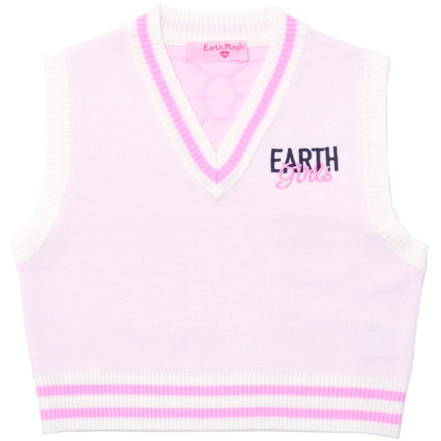 アースマジック EARTHMAGIC Vネックニットベスト シロ グレー マフィー  