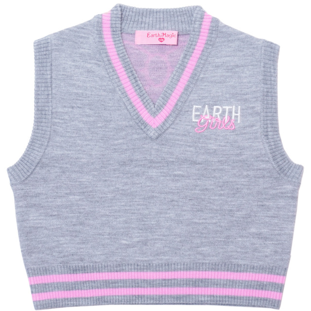 アースマジック EARTHMAGIC Vネックニットベスト シロ グレー マフィー  