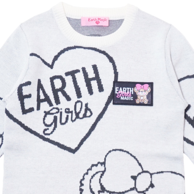 アースマジック EARTHMAGIC マフィーグラフィックニットワンピース シロ ペールピンク 2023秋冬