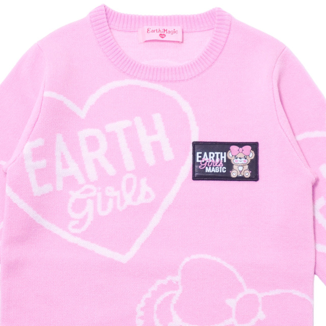 アースマジック EARTHMAGIC マフィーグラフィックニットワンピース シロ ペールピンク 2023秋冬