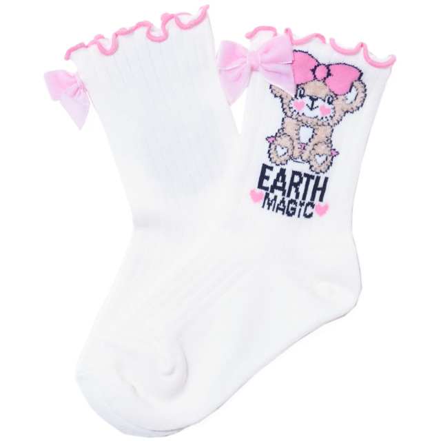 アースマジック EARTHMAGIC ふわふわマフィークルーソックス シロ