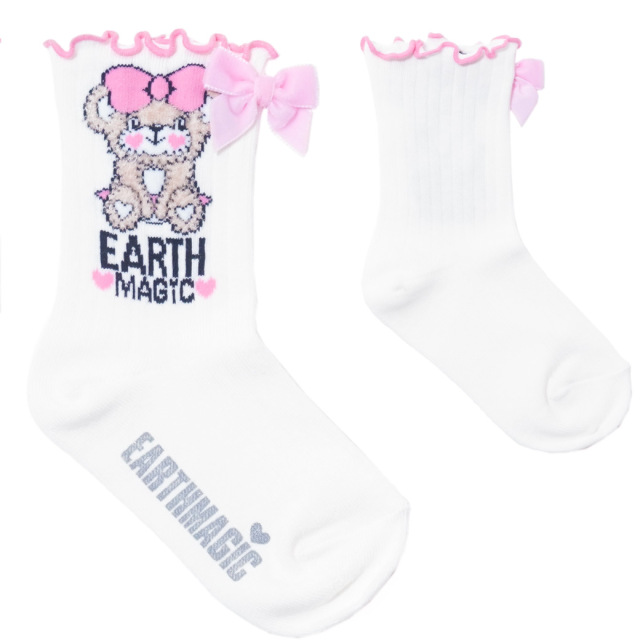 アースマジック EARTHMAGIC ふわふわマフィークルーソックス シロ