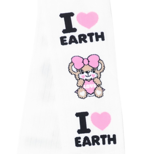 アースマジック EARTHMAGIC アイラブマフィー柄リブタイツ シロ クロ ペールピンク 日本製 2023秋冬