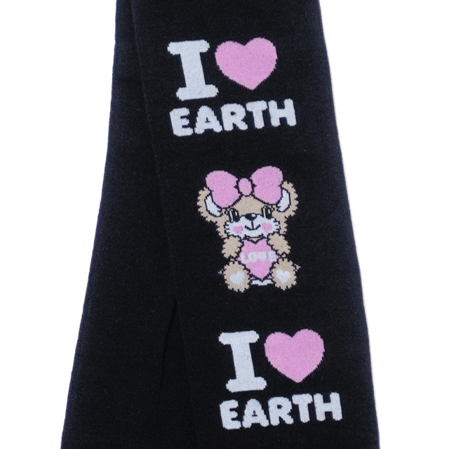 アースマジック EARTHMAGIC アイラブマフィー柄リブタイツ シロ クロ ペールピンク 日本製 2023秋冬