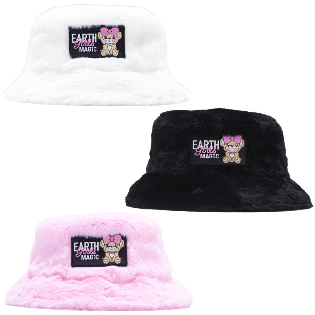 アースマジック EARTHMAGIC フェイクファーバケットハット シロ クロ ペールピンク マフィー 帽子 2023秋冬