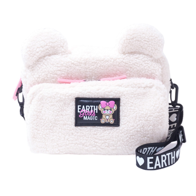 アースマジック EARTHMAGIC クマ耳ボアショルダーバッグ シロ ペールピンク マフィー 2023秋冬