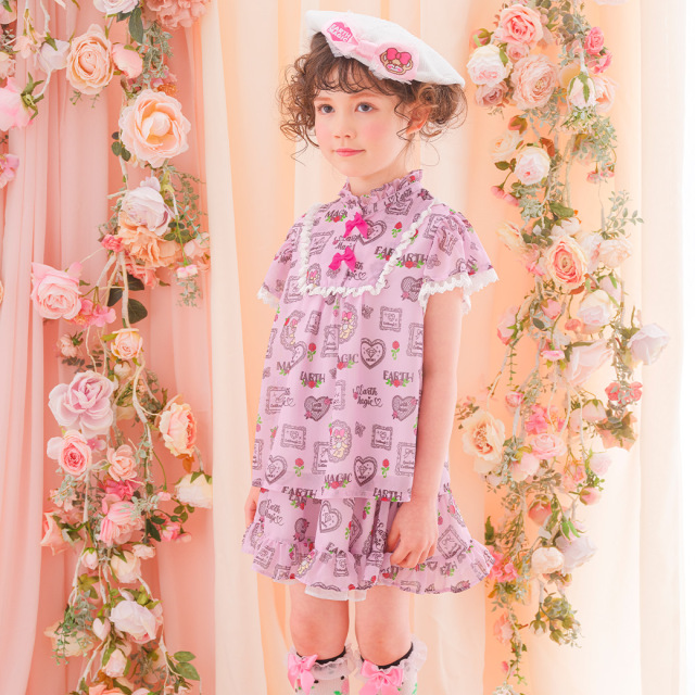 シフォンローズ総柄フリルブラウス