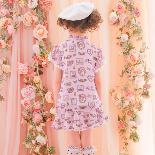 シフォンローズ総柄フリルブラウス