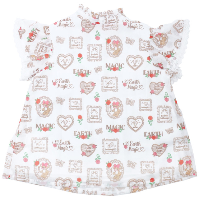 シフォンローズ総柄フリルブラウス