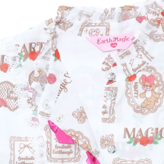 シフォンローズ総柄フリルブラウス