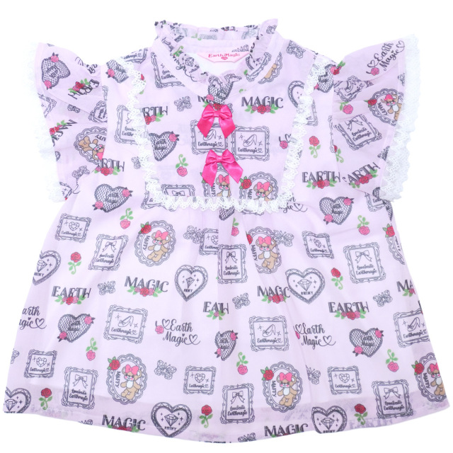 シフォンローズ総柄フリルブラウス