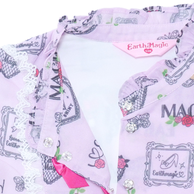 シフォンローズ総柄フリルブラウス