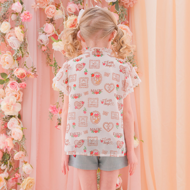 シフォンローズ総柄フリルブラウス