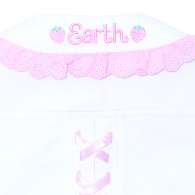 アースマジック EARTHMAGIC 襟取り外し2wayデニム半袖ブルゾン シロ サックス マフィー ブラウス 2024春