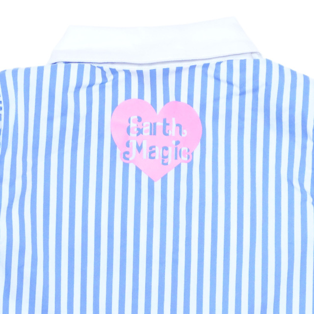 アースマジック EARTHMAGIC ネクタイ付ストライプワンピース ピンク サックス マフィー 半袖 2024春