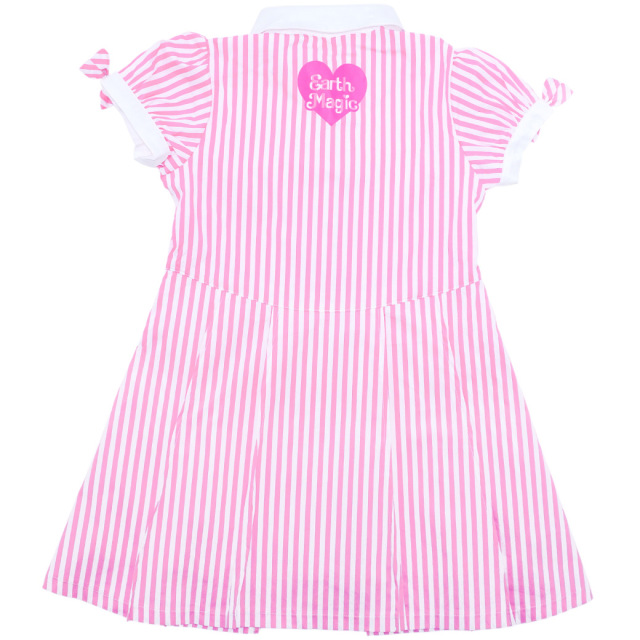 アースマジック EARTHMAGIC ネクタイ付ストライプワンピース ピンク サックス マフィー 半袖 2024春