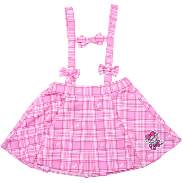 タータンチェックサスペンダープリーツスカート 