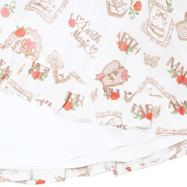 シフォンローズ総柄デニム切替ジャンパースカート