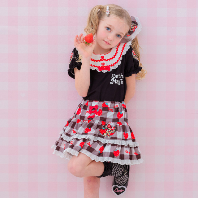 ストロベリーギンガムチェック柄スカート(インナーパンツ付) 