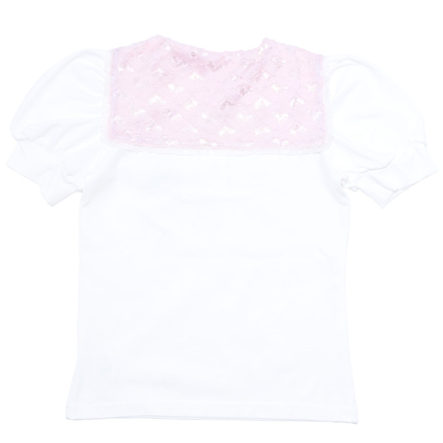 レースセーラー襟パフスリーブTシャツ