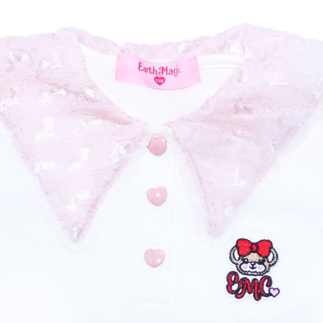 レースセーラー襟パフスリーブTシャツ