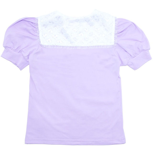 レースセーラー襟パフスリーブTシャツ