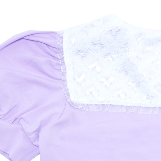 アースマジック EARTHMAGIC レースセーラーカラー半袖Tシャツ シロ ラベンダー マフィー 2024春