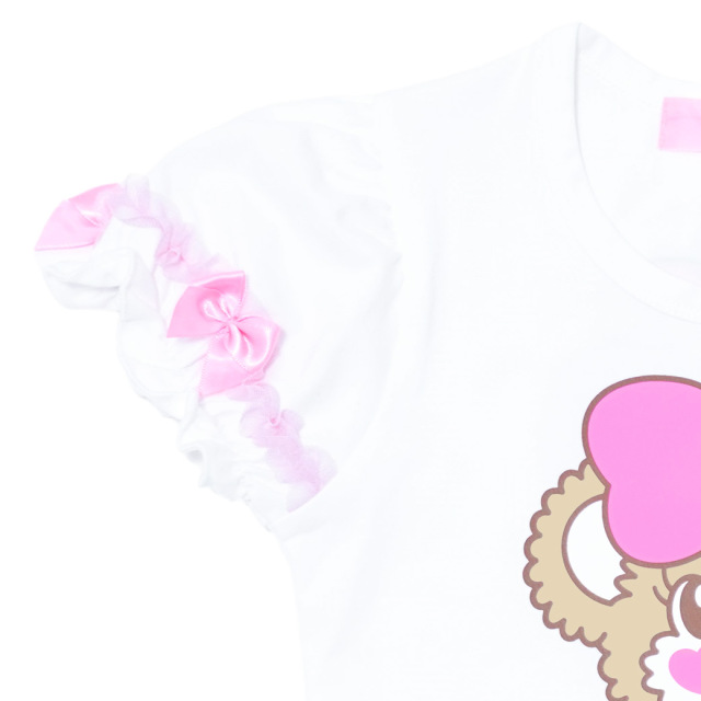 アースマジック EARTHMAGIC 両面マフィープリントフリルTシャツ シロ クリームイエロー 半袖 2024春