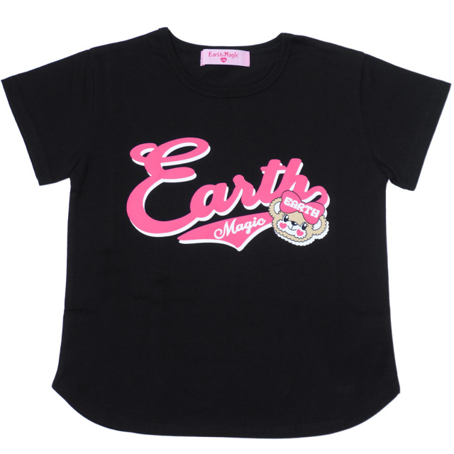 アースマジック EARTHMAGIC アメカジ風マフィープリントビッグTシャツ シロ クロ 半袖 2024春