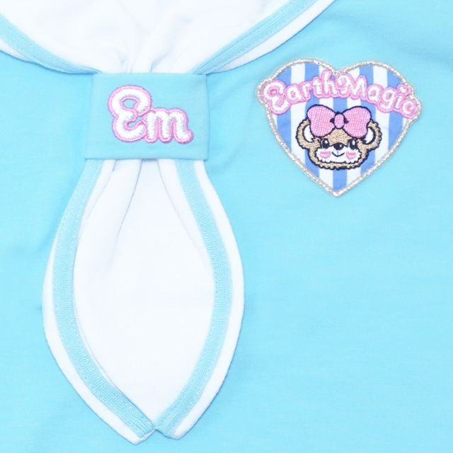 袖レースセーラーカラーTシャツ