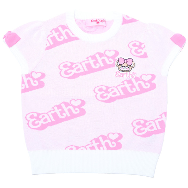 アースマジック EARTHMAGIC ロゴニットプルオーバー シロ ピンク マフィー 半袖 2024春