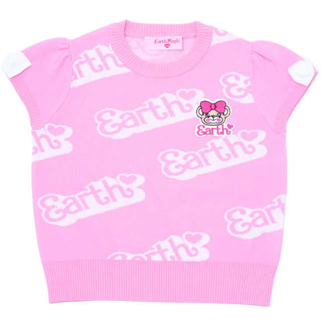 アースマジック EARTHMAGIC ロゴニットプルオーバー シロ ピンク マフィー 半袖 2024春