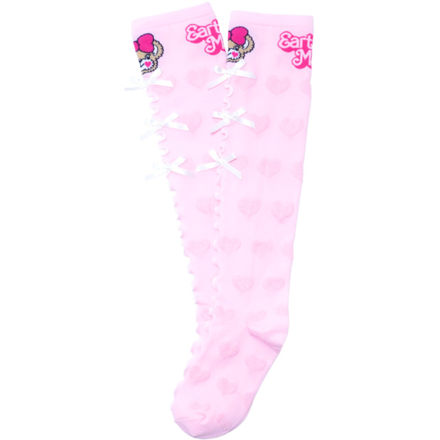 アースマジック EARTHMAGIC センターメローオーバーニーソックス マフィー シロ ペールピンク 靴下 日本製 2024春