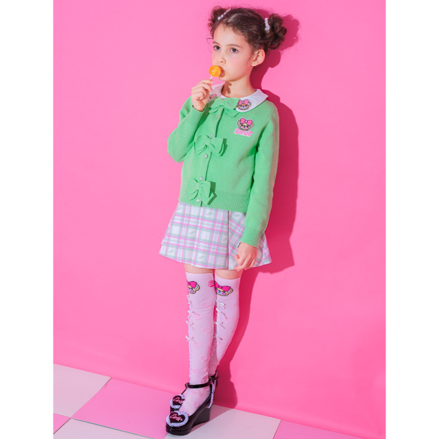 アースマジック EARTHMAGIC センターメローオーバーニーソックス マフィー シロ ペールピンク 靴下 日本製 2024春