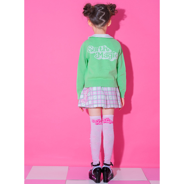 アースマジック EARTHMAGIC センターメローオーバーニーソックス マフィー シロ ペールピンク 靴下 日本製 2024春