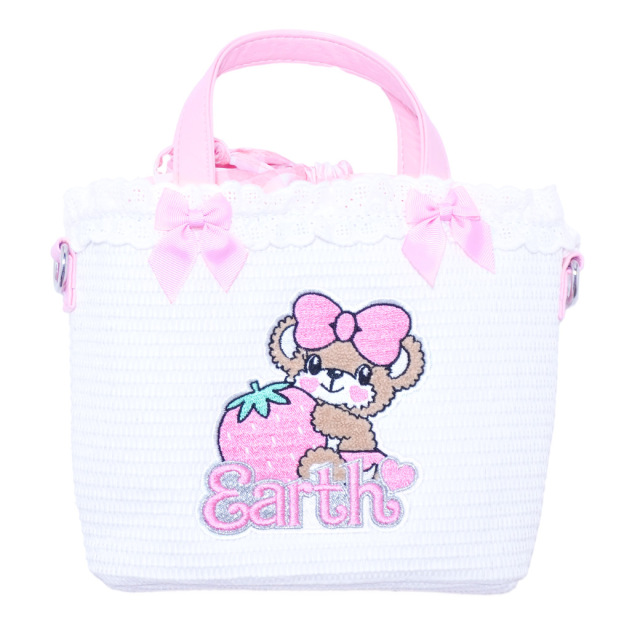 アースマジック EARTHMAGIC ギンガムチェック巾着付き2wayカゴバッグ シロ マフィー ショルダーバッグ 2024春