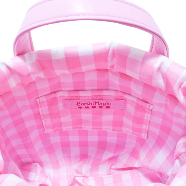 アースマジック EARTHMAGIC ギンガムチェック巾着付き2wayカゴバッグ シロ マフィー ショルダーバッグ 2024春