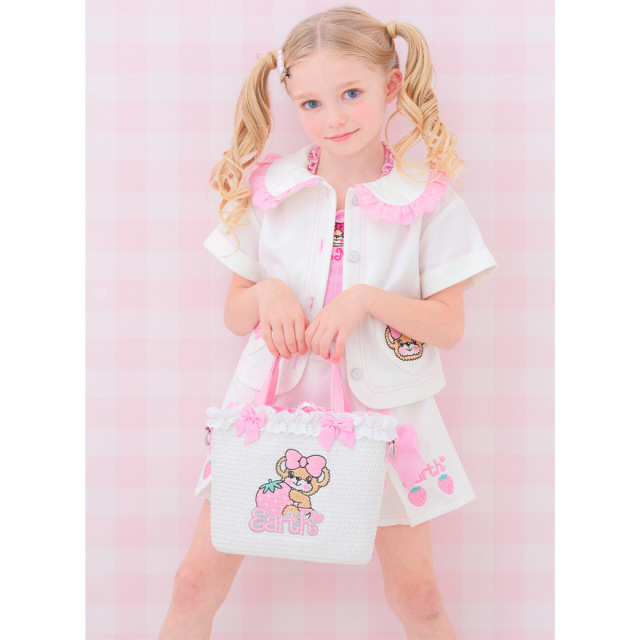 アースマジック EARTHMAGIC ギンガムチェック巾着付き2wayカゴバッグ シロ マフィー ショルダーバッグ 2024春