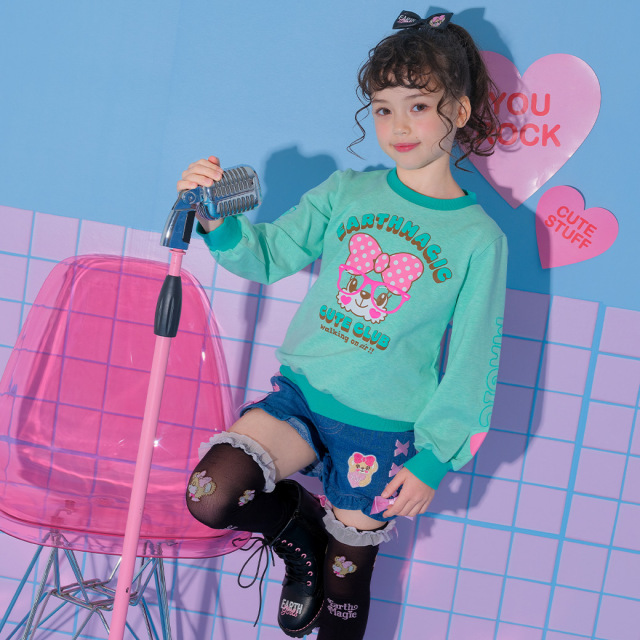 スカラップ折り返しデニムショートパンツ