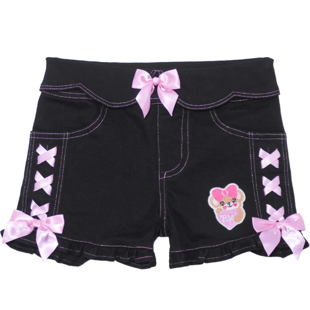 スカラップ折り返しデニムショートパンツ