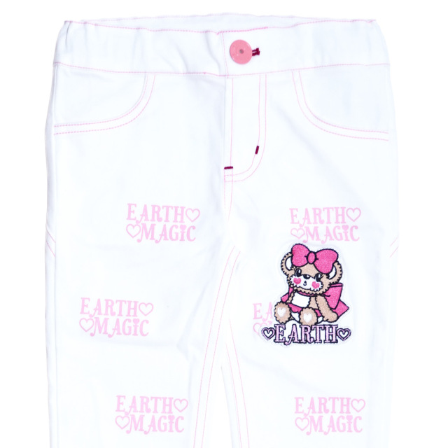 ロゴプリントストレッチデニムロングパンツ