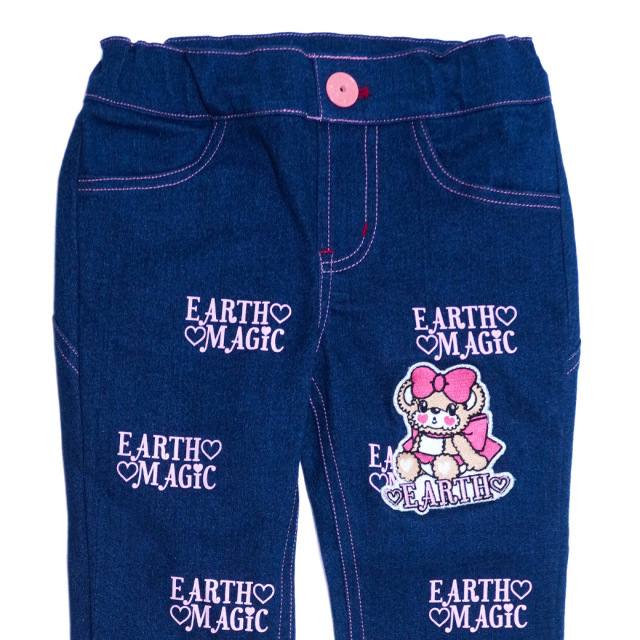 ロゴプリントストレッチデニムロングパンツ