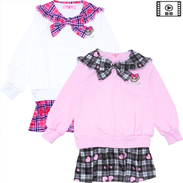 ベロアチェック×裏毛セーラーワンピース